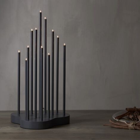 Kerzenleuchter -Buzz', 12-flammig, Metall, Holz, anthrazit, 43cm