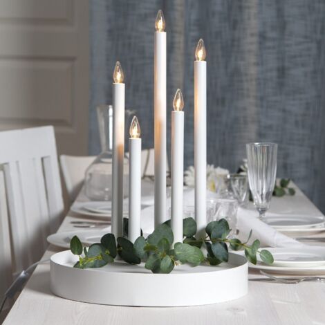 Kerzenleuchter ,Deco mit Tablett, 5-flammig, weiß