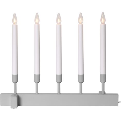 Kerzenleuchter ,Vind', 5-flammig, Materialmix, beige