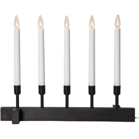 Kerzenleuchter ,Vind', 5-flammig, Materialmix, matt schwarz