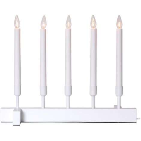 Kerzenleuchter ,Vind', 5-flammig, Materialmix, weiß