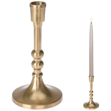 Kerzenständer aus goldfarbenem Metall für eine lange Kerze, dekorativer Tisch, 17,5 cm