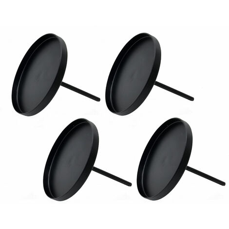 Kerzenteller mit Pick schwarz - 4er Set - Advent Gesteck Kugelkerzen Stumpenkerzen Stecker - Kerzen Halter Teller Ständer