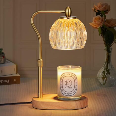 Kerzenwärmer, Kerzenwärmerlampe mit Timer und Dimmer, höhenverstellbare Duftkerzen, Kerzenwärmer mit 2 50-W-Glühbirnen für Heimdekoration (Gold)