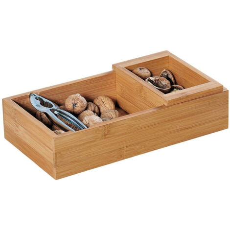 Kesper 62830 ciotola quadrata con schiaccianoci, Legno, Marrone, 30 x 16.5 x 7,5 cm