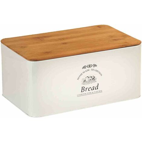 KESPER Brotkasten aus Metall/Bambus in Farbe weiß, 32,5x15x21 cm