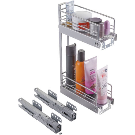 Kesseböhmer 15er Vollauszug CLASSIC 90° 2-etagig mit SoftStopp, silbergrau