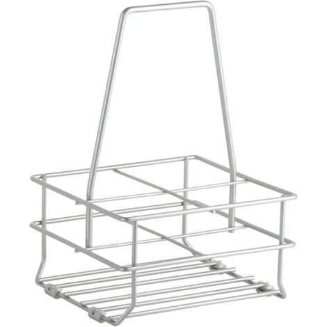 Kesseböhmer Flaschentragekorb mit Bodengleitern für 4 Flaschen, Chrom matt