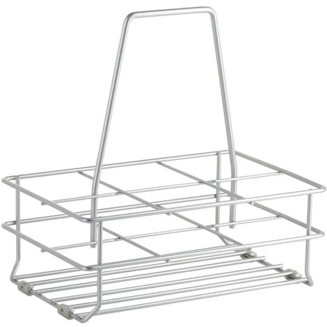 Kesseböhmer Flaschentragekorb mit Bodengleitern für 6 Flaschen, Chrom matt