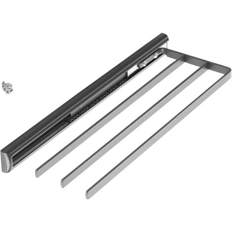 Kesseböhmer Teleskop-Handtuchauszug anthrazit - 1 STÜCK 3-armig Länge 410 mm (ausgezogen ca. 710 mm) Handtuchhalter von SOTECH