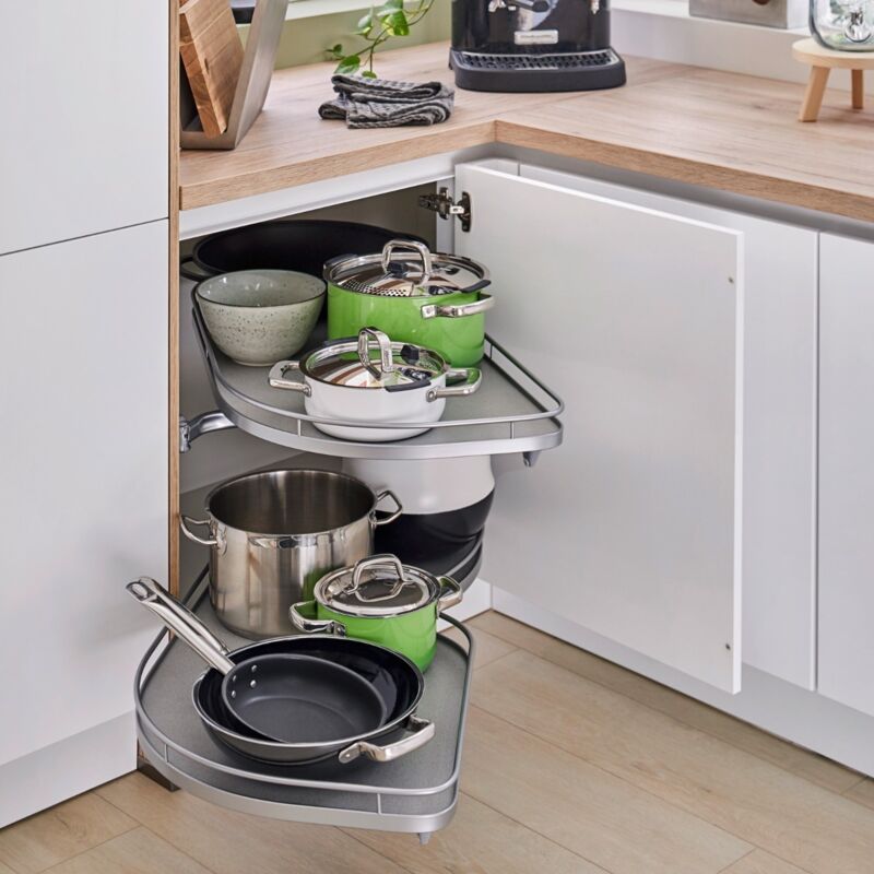 Kesseböhmer Lemans Ii Eckschrank-beschlag Links 450 Mm, Silbergrau/ Grau