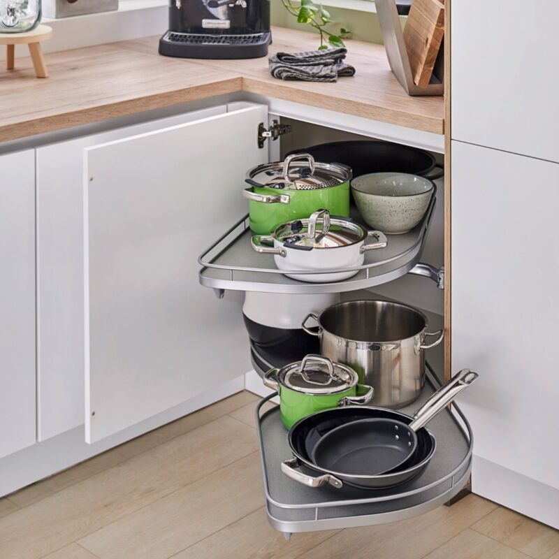 Kesseböhmer Lemans Ii Eckschrank-beschlag Rechts 500 Mm, Silbergrau/ Grau