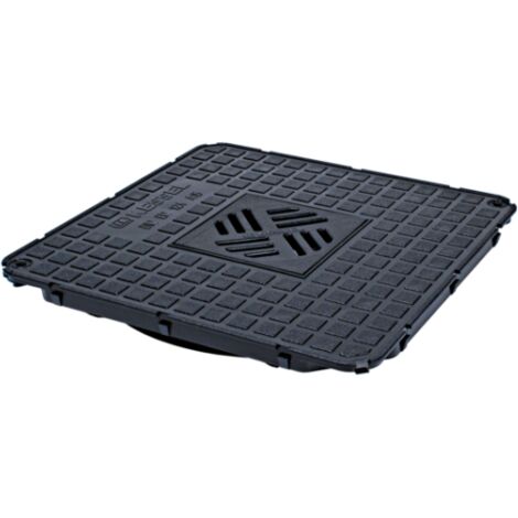 Kessel Abdeckplatte mit Ablauf und Multistop, Schwarz