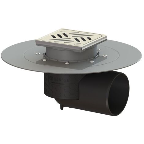 Kessel Bodenablauf Ecoguss Klebeflansch DN 100 Designrost, seitlich