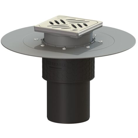 Kessel Bodenablauf Ecoguss Klebeflansch DN 100 Designrost, senkrecht