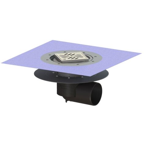 Kessel Bodenablauf Ecoguss Klebeflansch DN 100 Variofix Designrost, seitlich