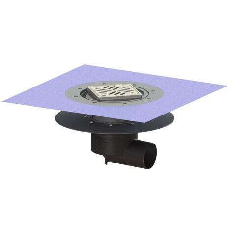 Kessel Bodenablauf Ecoguss Klebeflansch DN 70 Variofix Designrost, seitlich