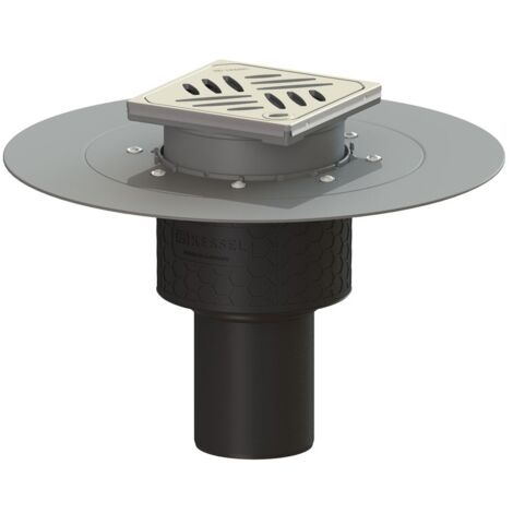 Kessel Bodenablauf Ecoguss Klebeflansch DN 80 Designrost, senkrecht