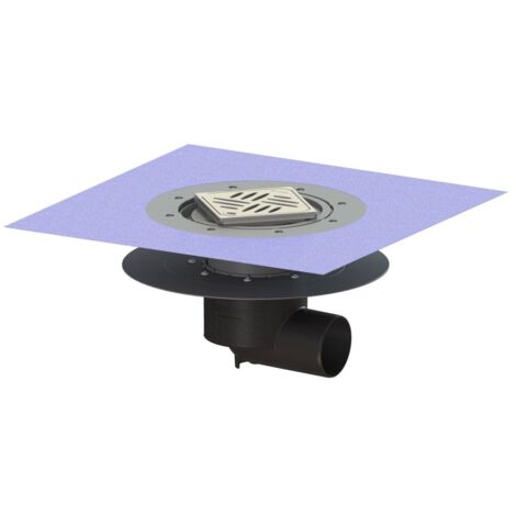 Kessel Bodenablauf Ecoguss Klebeflansch DN 80 Variofix Designrost, seitlich