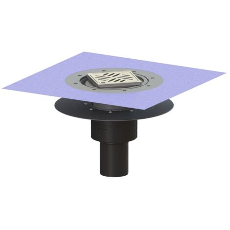 Kessel Bodenablauf Ecoguss Klebeflansch DN 80 Variofix Designrost, senkrecht