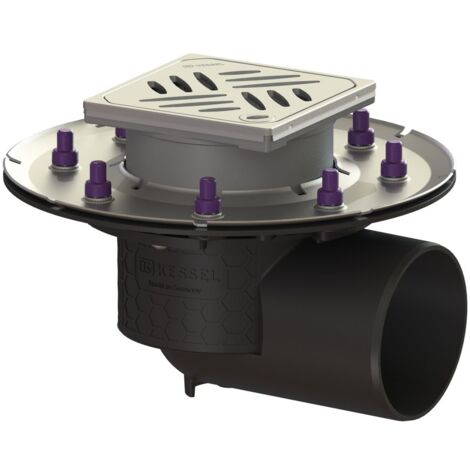 Kessel Bodenablauf Ecoguss Pressflansch DN 100 Designrost, seitlich