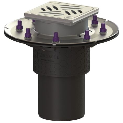 Kessel Bodenablauf Ecoguss Pressflansch DN 100 Designrost, senkrecht