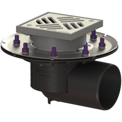 Kessel Bodenablauf Ecoguss Pressflansch DN 100 Schlitzrost, seitlich