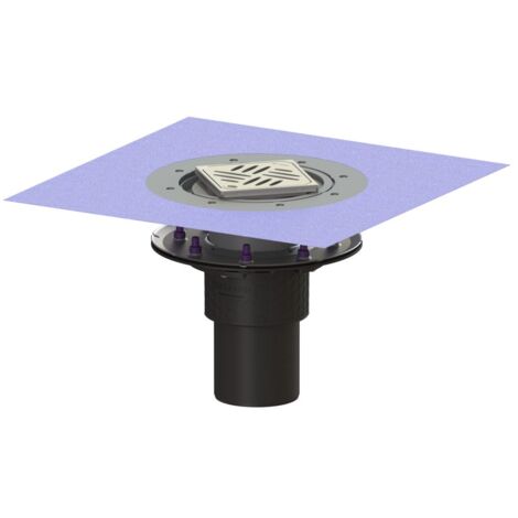Kessel Bodenablauf Ecoguss Pressflansch DN 100 Variofix Designrost, senkrecht