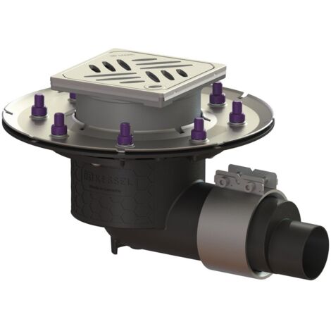 Kessel Bodenablauf Ecoguss Pressflansch DN 50 Designrost, seitlich