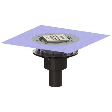 Kessel Bodenablauf Ecoguss Pressflansch DN 70 Variofix Designrost, senkrecht