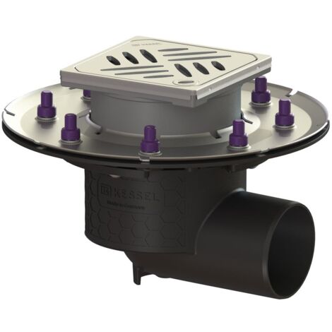 Kessel Bodenablauf Ecoguss Pressflansch DN 80 Designrost, seitlich