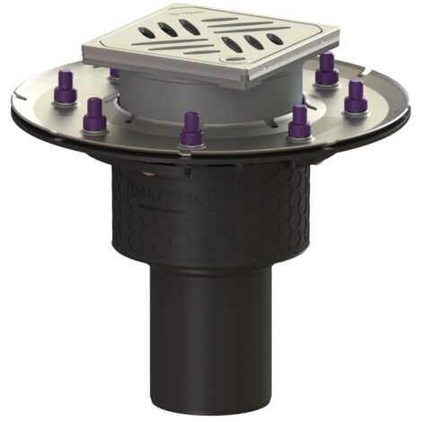 Kessel Bodenablauf Ecoguss Pressflansch DN 80 Designrost, senkrecht