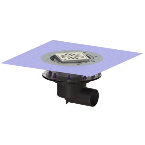 Kessel Bodenablauf Ecoguss Pressflansch DN 80 Variofix Designrost, seitlich