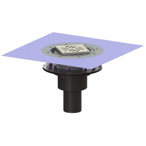 Kessel Bodenablauf Ecoguss Pressflansch DN 80 Variofix Designrost, senkrecht