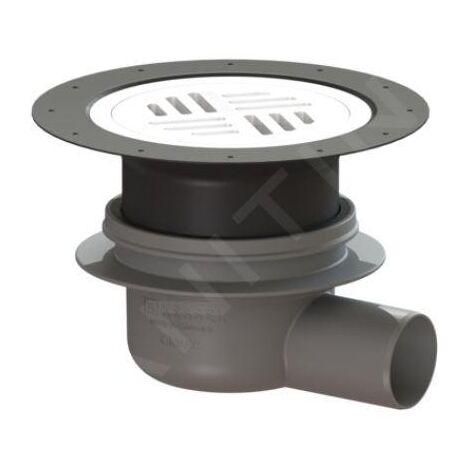 Kessel Siphons salle d'eau - Vidage de sol, avec grille, diamètre 20 cm, blanc/plastique 40150.30