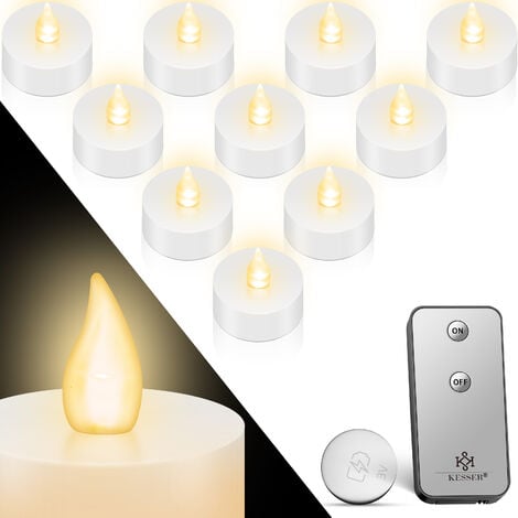 Eywamage Bougies sans flamme en verre doré vacillant, bougies LED  électriques réalistes à piles avec télécommande D 7,6 cm H 10,2 cm 12,7 cm  15,2 cm