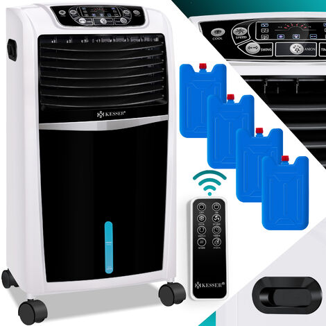 KESSER® Acondicionador de aire móvil 4en1 Mando a distancia Aire acondicionado Ventilador de aire acondicionado Depósito de 8 l Temporizador 3 niveles Ionizador Humidificador Enfriador de air