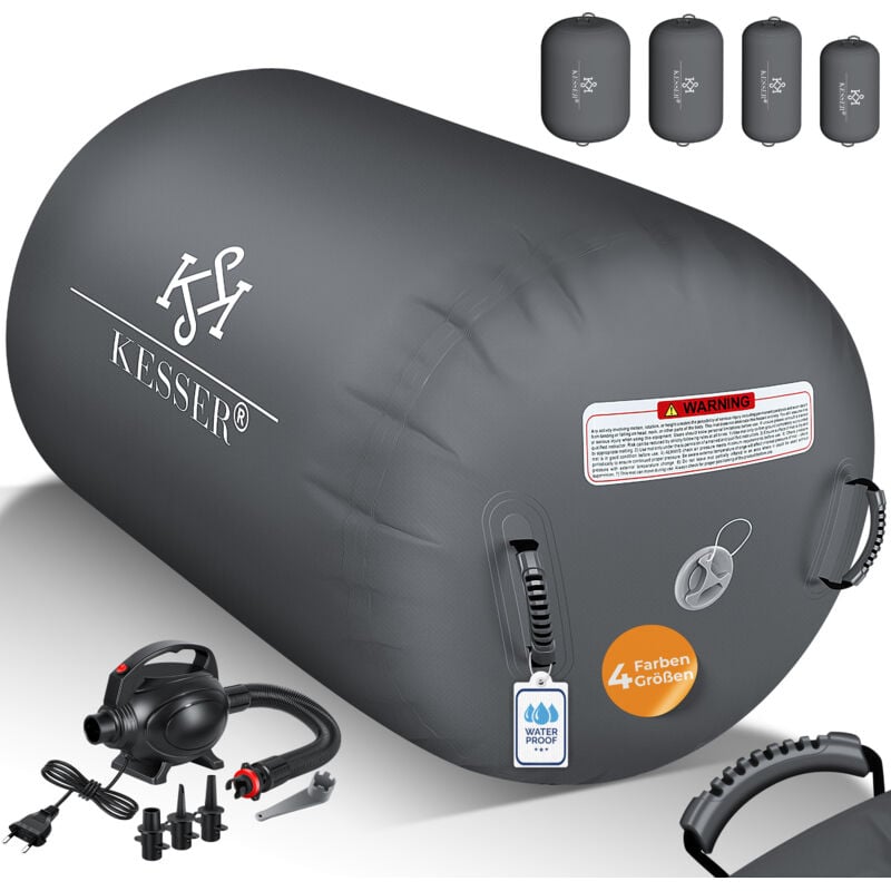 Kesser - Air Roll Airtrack gonflable, Rouleau de gymnastique, Sac de transport & pompe à air électrique inclus, Rouleau de yoga gymnastique,