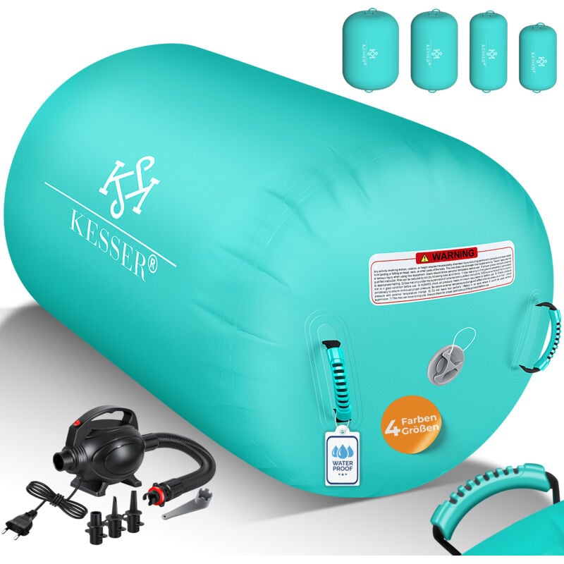 Kesser - Air Roll Airtrack gonflable, Rouleau de gymnastique, Sac de transport & pompe à air électrique inclus, Rouleau de yoga gymnastique, Vert