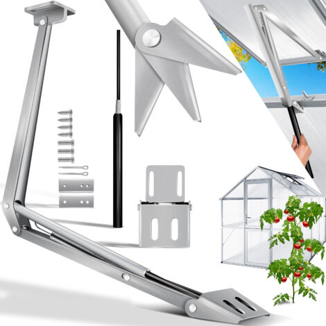 KESSER® Apriscatole automatico per serre 7,5 kg di forza di sollevamento 45 cm di altezza di apertura angolo di apertura continuo apertura e chiusura automatica della finestra  1x argento