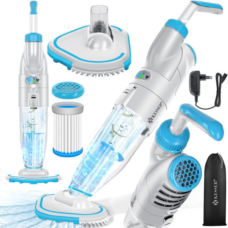 Kesser - Aspirador De Piscinas A Batería Aspirador Eléctrico De Mano Aspirador Con Filtro Y Sistema De 2 Velocidades Set De Limpieza Con Aspirador