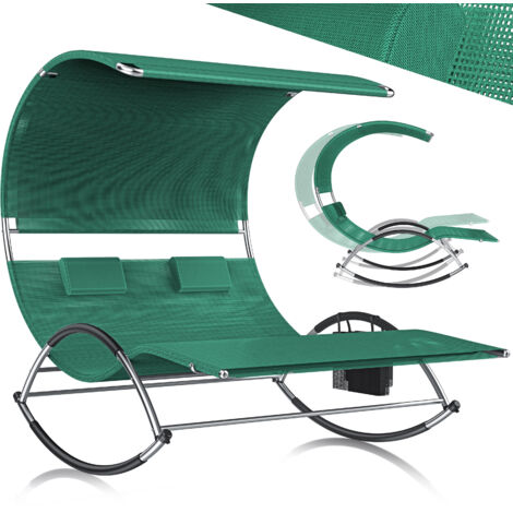 KESSER® Bain de soleil double Chaise longue double avec auvent , appuie-tête, rangement pour 2 personnes Chaise longue de relaxation Chaise longue de jardin Chaise longue à bascule, surface de c