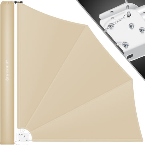 KESSER® Balkonfächer klappbar mit Wandhalterung Sichtschutz Balkon Windschutz Balkonsichtschutz Seitenmarkise witterungsbeständig Beige