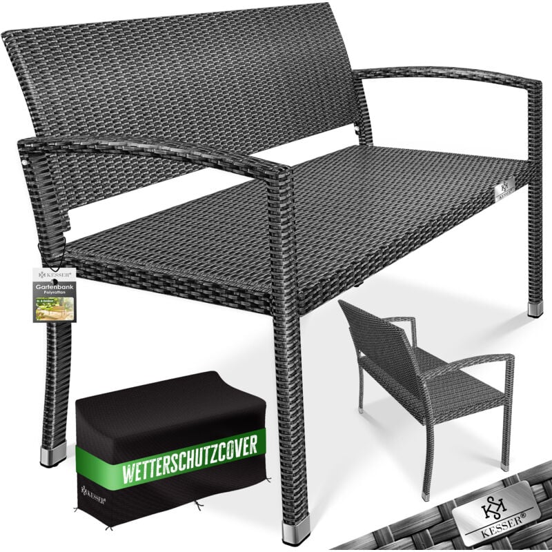 Kesser - Banc de jardin en poly rotin 2 places résistant aux intempéries Banc en rotin résistant aux uv & supportant jusqu'à 320kg Banc de balcon