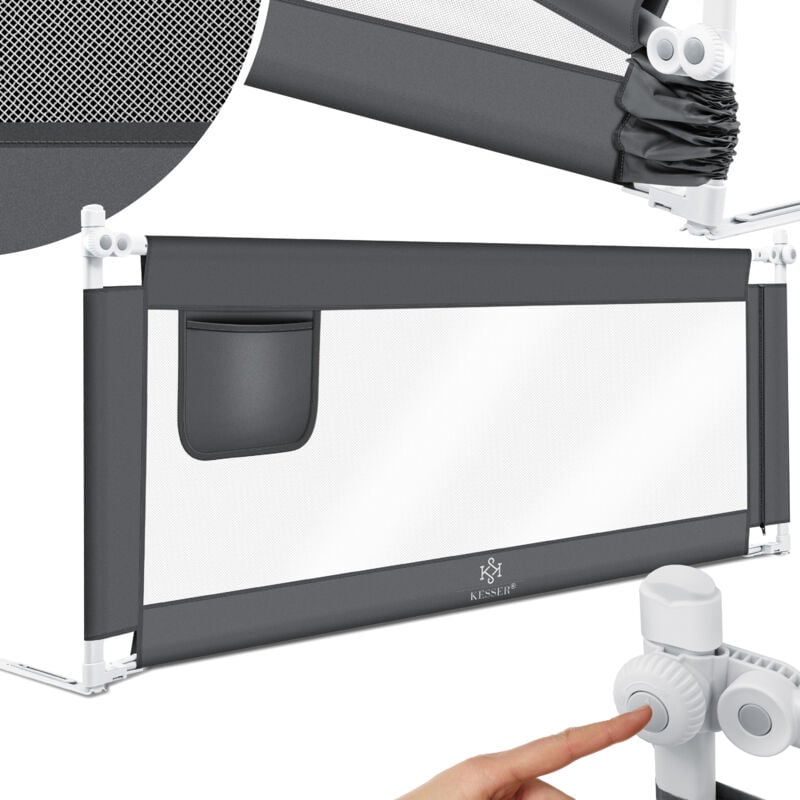 Kesser - Barrière de lit Barrière de lit pour enfant Barrière de lit pour bébé Barrière de lit pour enfant Gris foncé / 200cm