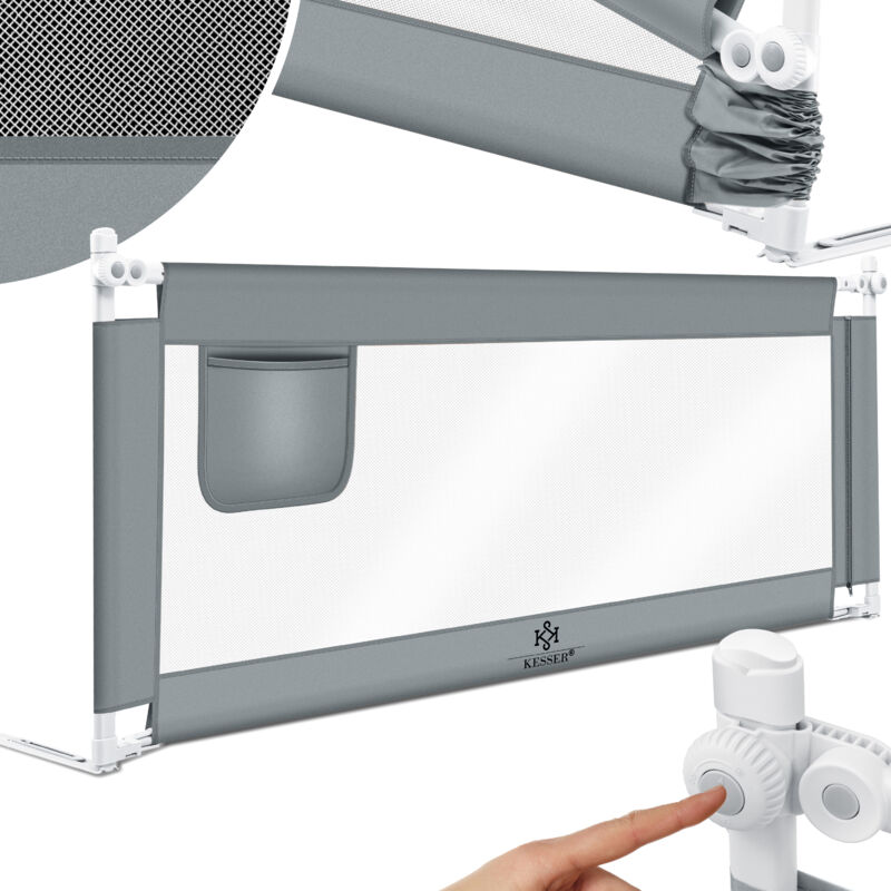 KESSER® Barrière de lit Barrière de lit pour enfant Barrière de lit pour enfant Gris clair / 150cm