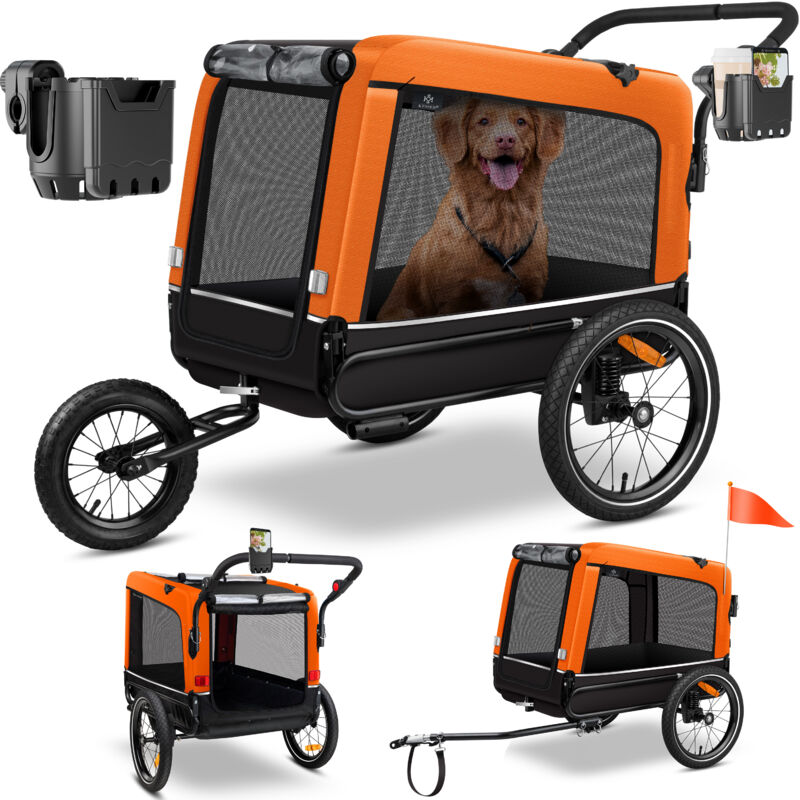 Kesser - remorque pour chien Boxer 3-en-1 buggy pour chien & jogger remorque pour vélo grand volume env. 240 litres, avec suspension, matériel : 600D