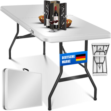 KESSER® Buffettisch Tisch klappbar Kunststoff 183x76 cm Campingtisch Partytisch Klapptisch Gartentisch für Garten Terrasse und Balkon zusammenklappbar Weiß