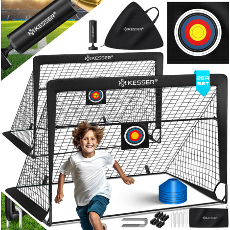 Kesser – But de football pop-up 2er set pour enfants – Barres en fibre de verre renforcées – Filets en polyester sans nœuds – Dimensions 120x90x90cm