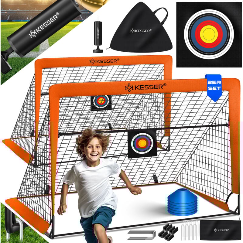 But de football pour enfants Pop-Up 2er Set But de football pliable avec barres en fibre de verre & filets de but de haute qualité pour Indoor,